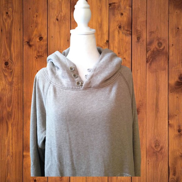 AMERICAN EAGLE WOMEN'S LARGE LONG SLEEVE HOODED PULLOVER SWEATSHIRT BEIGE - Picture 2 of 4